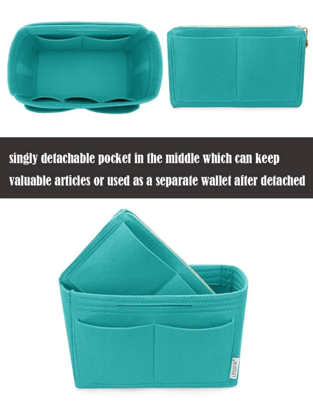 Felt Purse Organizer Insert - Tote Bag Shaper with 5 Dividers for Easy Storage